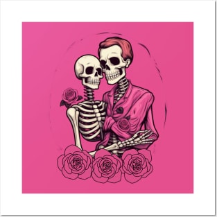 Preppy Skeleton, valentines day, pink skull Posters and Art
